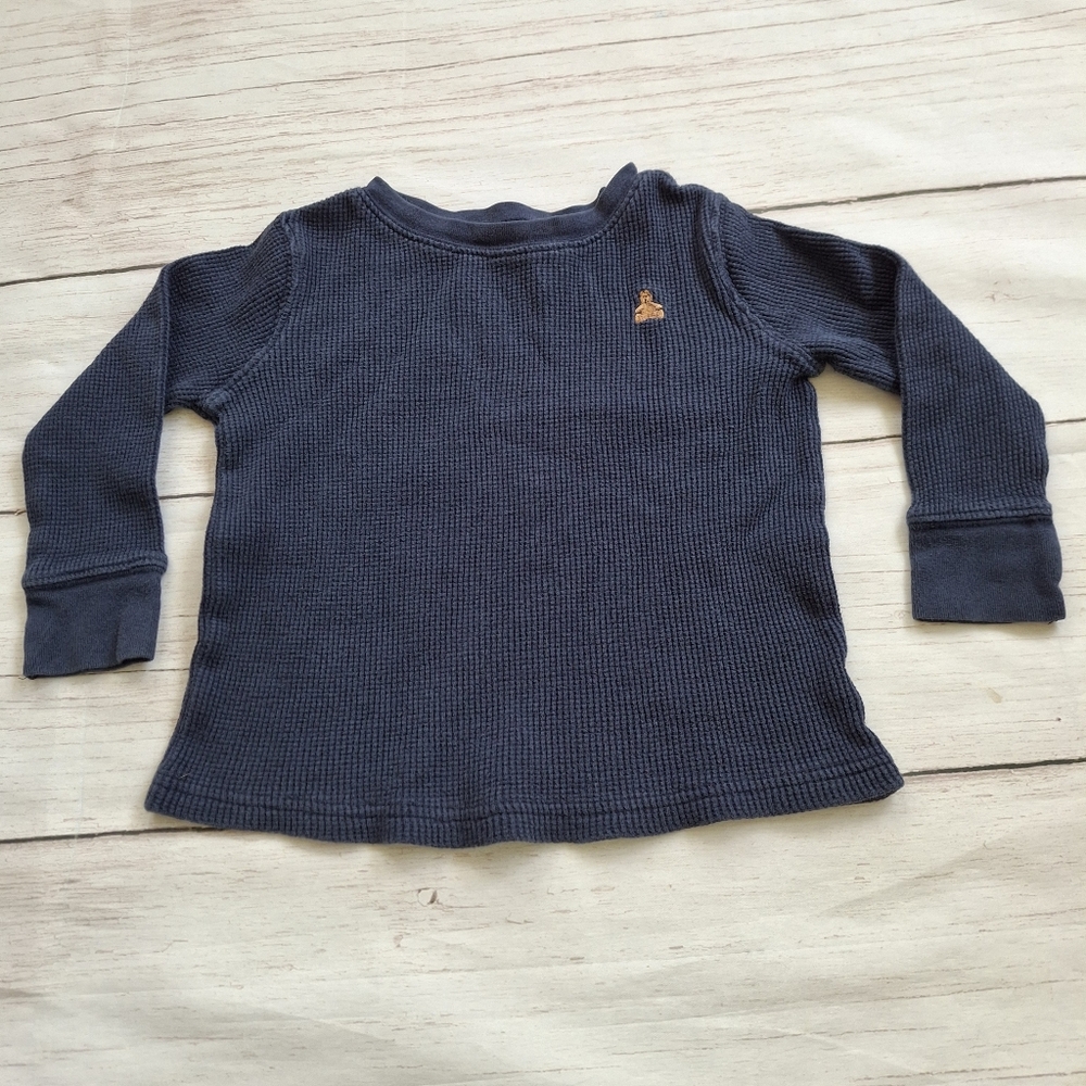 Baby Gap 2T Long Sleeve Tee Shirt Waffle Weave Navy Blue